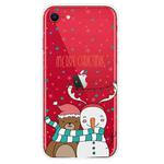 For iPhone SE 2022 / SE 2020 / 8 / 7 Christmas Series Clear TPU Protective Case(Take Picture Bear Snowman)