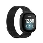 For Fitbit Versa 3 Milanese  Watch Band, Size:S 202mm(Black)