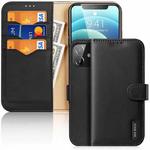 For iPhone 12 mini DUX DUCIS Hivo Series Cowhide + PU + TPU Leather Horizontal Flip Case with Holder & Card Slots (Black)