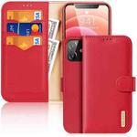 For iPhone 12 DUX DUCIS Hivo Series Cowhide + PU + TPU Leather Horizontal Flip Case with Holder & Card Slots(Red)
