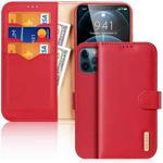 For iPhone 12 Pro DUX DUCIS Hivo Series Cowhide + PU + TPU Leather Horizontal Flip Case with Holder & Card Slots(Red)