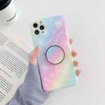For iPhone 12 Pro Shockproof Colorful Glitter Marble Protective Case(Blue Purple)