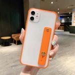 For iPhone 12 Pro Shockproof Acrylic Protective Case with Wristband Holder(Orange)