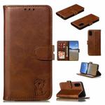 For Samsung Galaxy S20 FE Embossed Happy Cat Pattern Horizontal Flip Leather Case with Holder & Card Slots & Wallet(Brown)