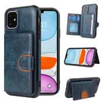 For iPhone 11 PU + TPU + PC  Shockproof Back Cover Case with Card Slot & Holder (Blue)