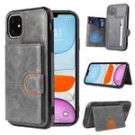 For iPhone 12 / 12 Pro PU + TPU + PC  Shockproof Back Cover Case with Card Slot & Holder(Grey)
