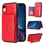 For iPhone X / XS PU + TPU + PC  Shockproof Back Cover Case with Card Slot & Holder(Red)
