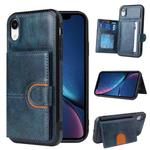 For iPhone XS Max PU + TPU + PC  Shockproof Back Cover Case with Card Slot & Holder(Blue)