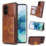 For Huawei P40 Pro PU + TPU + PC  Shockproof Back Cover Case with Card Slot & Holder(Brown)