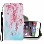 Coloured Drawing Pattern Horizontal Flip PU Leather Case with Holder & Card Slots & Wallet & Lanyard For iPhone 6 & 6s(Cherry Blossoms)