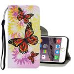Coloured Drawing Pattern Horizontal Flip PU Leather Case with Holder & Card Slots & Wallet & Lanyard For iPhone 6 & 6s(Chrysanthemum Butterfly)