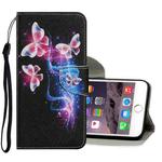 Coloured Drawing Pattern Horizontal Flip PU Leather Case with Holder & Card Slots & Wallet & Lanyard For iPhone 6 Plus & 6s Plus(Three Fluorescent Butterflies)