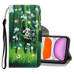 For iPhone 11 Coloured Drawing Pattern Horizontal Flip PU Leather Case with Holder & Card Slots & Wallet & Lanyard (Panda)