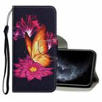 For iPhone 11 Pro Coloured Drawing Pattern Horizontal Flip PU Leather Case with Holder & Card Slots & Wallet & Lanyard (Big Golden Butterfly)