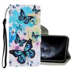 For iPhone 11 Pro Coloured Drawing Pattern Horizontal Flip PU Leather Case with Holder & Card Slots & Wallet & Lanyard (Purple Butterfly)