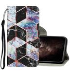 For iPhone 11 Pro Max Coloured Drawing Pattern Horizontal Flip PU Leather Case with Holder & Card Slots & Wallet & Lanyard (Black Marble)