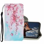 For iPhone X / XS Coloured Drawing Pattern Horizontal Flip PU Leather Case with Holder & Card Slots & Wallet & Lanyard(Cherry Blossoms)