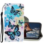 For iPhone X / XS Coloured Drawing Pattern Horizontal Flip PU Leather Case with Holder & Card Slots & Wallet & Lanyard(Purple Butterfly)