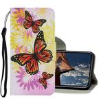 For iPhone XR Coloured Drawing Pattern Horizontal Flip PU Leather Case with Holder & Card Slots & Wallet & Lanyard(Chrysanthemum Butterfly)