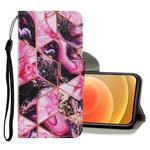 For iPhone 12 mini Coloured Drawing Pattern Horizontal Flip PU Leather Case with Holder & Card Slots & Wallet & Lanyard (Purple Marble)