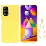 For Samsung Galaxy M31s Pure Color Liquid Silicone Shockproof Full Coverage Case(Yellow)