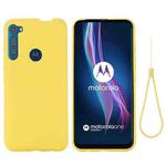 For Motorola One Fusion+ Pure Color Liquid Silicone Shockproof Full Coverage Case(Yellow)