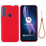 For Motorola One Fusion+ Pure Color Liquid Silicone Shockproof Full Coverage Case(Red)