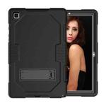 For Samsung Galaxy Tab A7 10.4 (2020) T500 / T505 Contrast Color Robot Shockproof Silicon + PC Protective Case with Holder & Pen Slot(Black+Black)