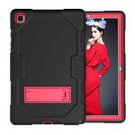 For Samsung Galaxy Tab A7 10.4 (2020) T500 / T505 Contrast Color Robot Shockproof Silicon + PC Protective Case with Holder & Pen Slot(Black Red)