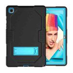 For Samsung Galaxy Tab A7 10.4 (2020) T500 / T505 Contrast Color Robot Shockproof Silicon + PC Protective Case with Holder & Pen Slot(Black Blue)