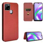 For OPPO Realme Narzo 20 / Realme C12 Carbon Fiber Texture Horizontal Flip TPU + PC + PU Leather Case with Card Slot(Brown)