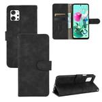 For LG Q92 5G Solid Color Skin Feel Magnetic Buckle Horizontal Flip Calf Texture PU Leather Case with Holder & Card Slots & Wallet(Black)