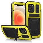 For iPhone 12 mini R-JUST Shockproof Waterproof Dust-proof Metal + Silicone Protective Case with Holder (Yellow)