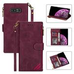 For Samsung Galaxy Note 8 Zipper Multi-card Slots Horizontal Flip PU Leather Case with Holder & Card Slots & Wallet & Lanyard & Photo Frame(Wine Red)
