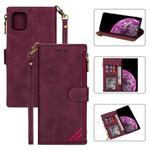 For Samsung Galaxy Note 10 Lite Zipper Multi-card Slots Horizontal Flip PU Leather Case with Holder & Card Slots & Wallet & Lanyard & Photo Frame(Wine Red)