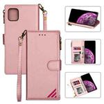 For Samsung Galaxy Note 10 Lite Zipper Multi-card Slots Horizontal Flip PU Leather Case with Holder & Card Slots & Wallet & Lanyard & Photo Frame(Rose Gold)