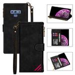 For Samsung Galaxy Note9 Zipper Multi-card Slots Horizontal Flip PU Leather Case with Holder & Card Slots & Wallet & Lanyard & Photo Frame(Black)