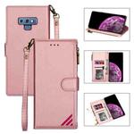 For Samsung Galaxy Note9 Zipper Multi-card Slots Horizontal Flip PU Leather Case with Holder & Card Slots & Wallet & Lanyard & Photo Frame(Rose Gold)