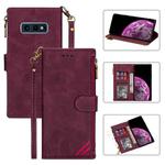 For Samsung Galaxy S10e Zipper Multi-card Slots Horizontal Flip PU Leather Case with Holder & Card Slots & Wallet & Lanyard & Photo Frame(Wine Red)