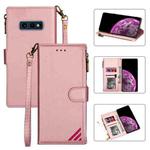 For Samsung Galaxy S10e Zipper Multi-card Slots Horizontal Flip PU Leather Case with Holder & Card Slots & Wallet & Lanyard & Photo Frame(Rose Gold)