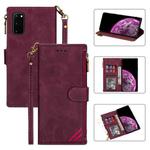 For Samsung Galaxy S20 Zipper Multi-card Slots Horizontal Flip PU Leather Case with Holder & Card Slots & Wallet & Lanyard & Photo Frame(Wine Red)