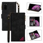 For Samsung Galaxy S20 Zipper Multi-card Slots Horizontal Flip PU Leather Case with Holder & Card Slots & Wallet & Lanyard & Photo Frame(Black)