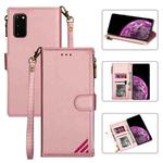 For Samsung Galaxy S20 Zipper Multi-card Slots Horizontal Flip PU Leather Case with Holder & Card Slots & Wallet & Lanyard & Photo Frame(Rose Gold)