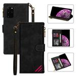 For Samsung Galaxy S20 Plus Zipper Multi-card Slots Horizontal Flip PU Leather Case with Holder & Card Slots & Wallet & Lanyard & Photo Frame(Black)