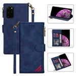 For Samsung Galaxy S20 Plus Zipper Multi-card Slots Horizontal Flip PU Leather Case with Holder & Card Slots & Wallet & Lanyard & Photo Frame(Blue)