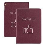 For iPad 10.2 2021 / 2020 / 2019 Thumbs Pattern Horizontal Flip Leather Case with Holder & Sleep / Wake-up Function(Wine Red)