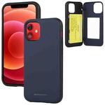 GOOSPERY MAGNETIC DOOR BUMPER Magnetic Catche Shockproof Soft TPU + PC Case With Card Slot For iPhone 12 Mini(Navy Blue)