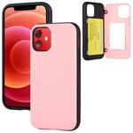 GOOSPERY MAGNETIC DOOR BUMPER Magnetic Catche Shockproof Soft TPU + PC Case With Card Slot For iPhone 12 Mini(Pink)