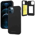 GOOSPERY MAGNETIC DOOR BUMPER Magnetic Catche Shockproof Soft TPU + PC Case With Card Slot For iPhone 12 / 12 Pro(Black)