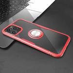 For iPhone 12 Pro Max Shockproof Transparent TPU + Acrylic Protective Case with Ring Holder(Red)